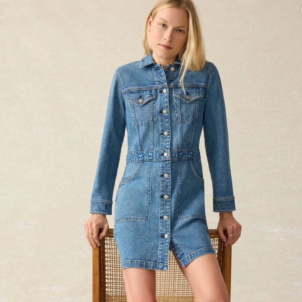 Faherty Michelle Long Sleeve Denim Mini Dress